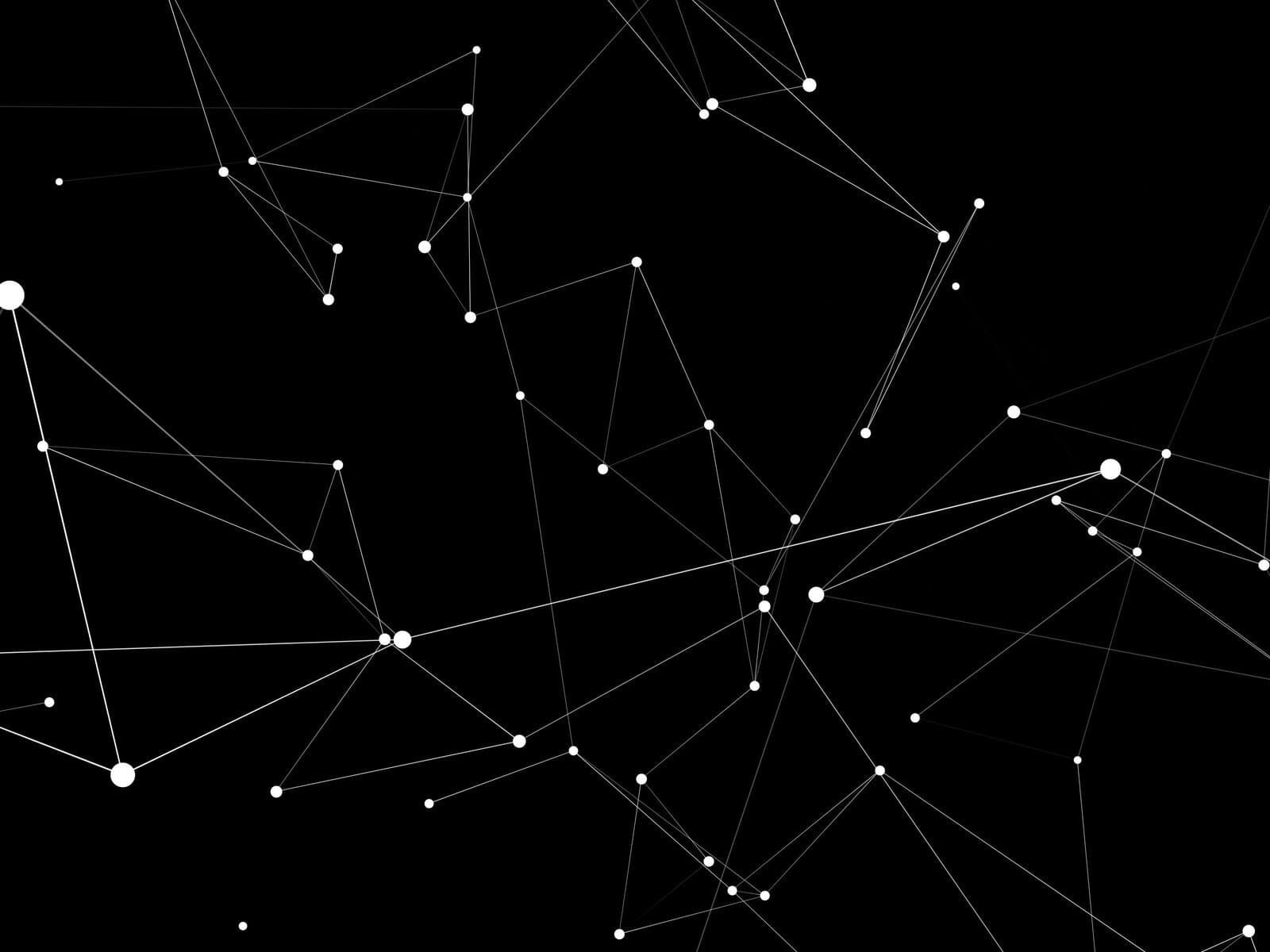 Points of light joined by fine lines into a network